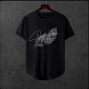  Unisex Oversize Modern Boy Pamuklu Etek Oval Siyah Baskili T-shirt